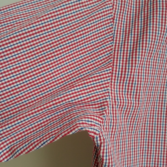 Lands' End Mens White Red Blue Plaid Button Down Shirt 100% cotton XL - Picture 12 of 13